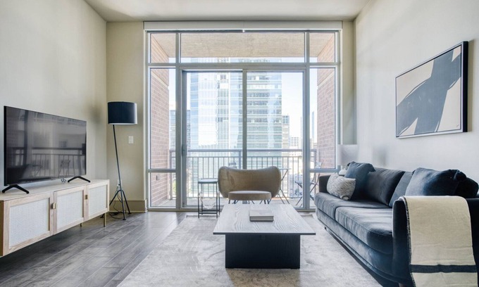 Second Street District Apartment | Sleek Downtown 1BR w/Gym, W/D & Deck, walk to 6th St bars, by Blueground