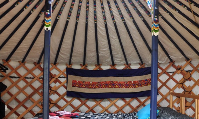 Indian Brook Resort | Small blue yurt at Cabot Shores Wilderness Resort