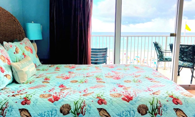 Panama City Beach Condo | Snowbirds! FIRST Floor BEACHFRONT Condo near Pier Park. SKIP THE ELEVATORS!