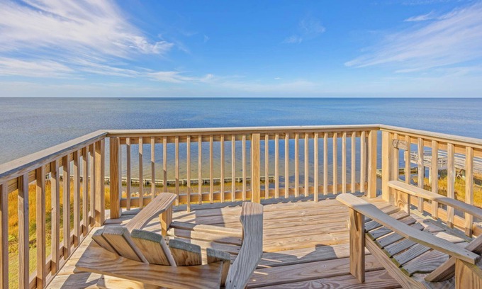 Spindrift Banks House | Soundfront Home in Salvo with Hot Tub, Easy Windsports Access, Screened Porch