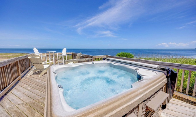 Frisco House | Soundfront w/Hot Tub, Private Sound Boardwalk, Bikes, Kayaks, Windsports Access