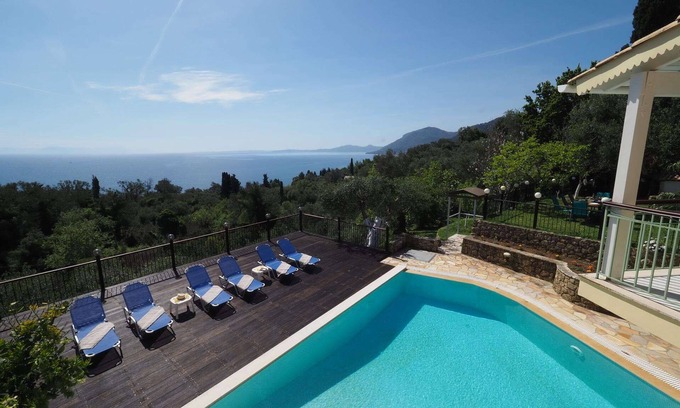 Perama Villa | Spacious 4 Bedroom Villa, A/C, Private Pool & Panoramic Sea Views in the Desirable Area of Gastouri