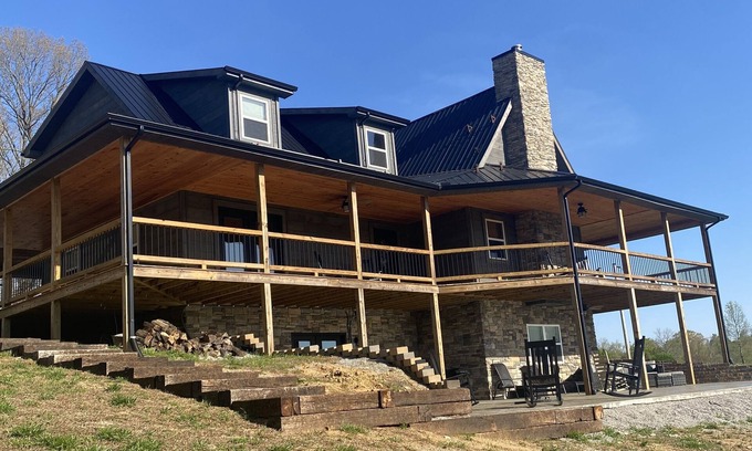 Burkesville House | Spacious 4-BR house w/wraparound porch, fire pit area and hot tub -Sleeps 18-20