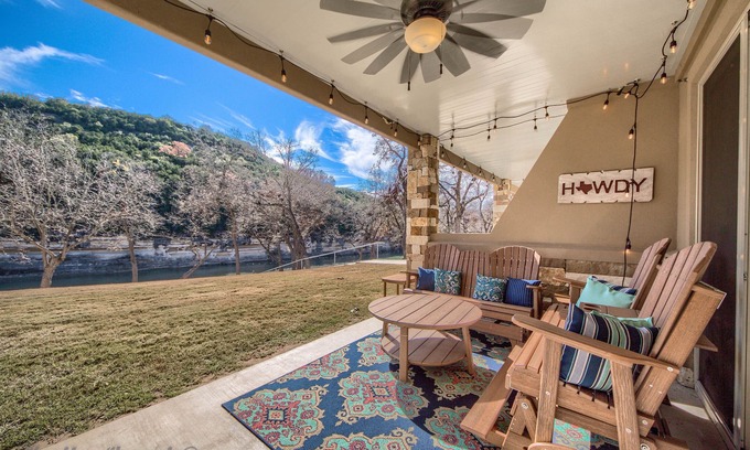 New Braunfels Condo | Spacious, ground floor, upscale and gated on the Guadalupe River! Pool!