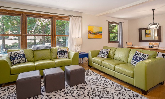 Macatawa House | Spacious house with private pool, badminton, cornhole, firepit, grill, and WiFi