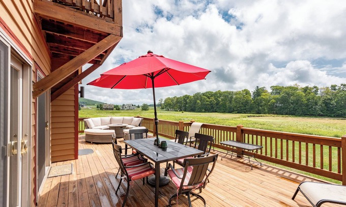 Waterfront Greens House | Spacious Lake Escape w/Hot Tub, Dock & Fireplace