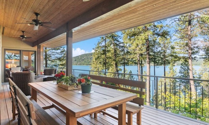 Whitefish House | Spacious Lakefront home in charming Whitefish with fitness room, sauna, hot tub.