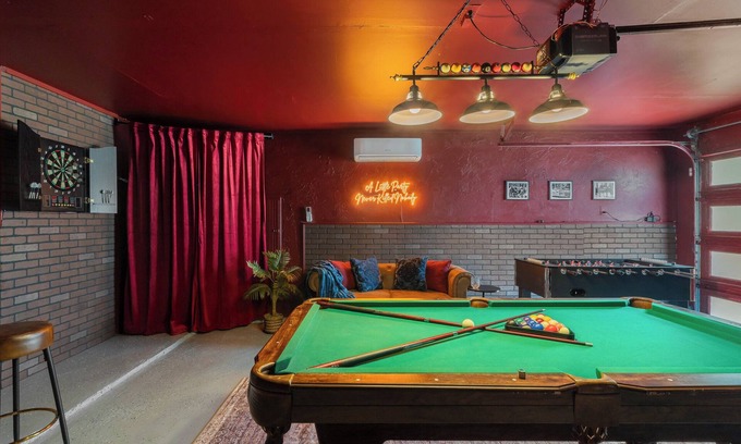 Grand Prairie House | Speakeasy-game room, Gatsby-themed, heated stock tank pool