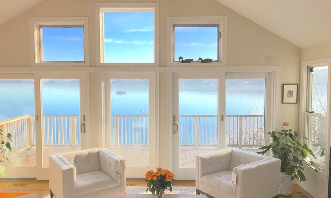 Vineyard Haven House | Spectacular 3BR Waterfront Home with Private Sandy Beach &180° Commanding Views!