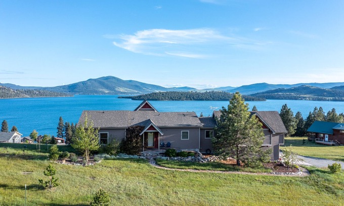 Dayton House | Spectacular lake-view retreat with deck, grill, free WiFi, W/D, & island views