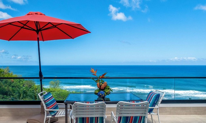 Princeville Condo | Spectacular Oceanfront Condo at Hideaways Beach, Bali Hai Views, AC all rooms
