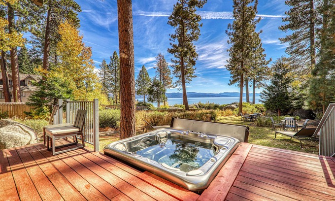 Brockway House | Spellbound Lakefront Lodge by Tahoe Getaways - 5 BR w Hot Tub, Buoy & Beach access