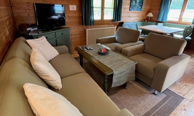 Stamsried Apartment | STA-11 - Cozy wooden log cabin with covered veranda HT - Naturerlebnisdorf