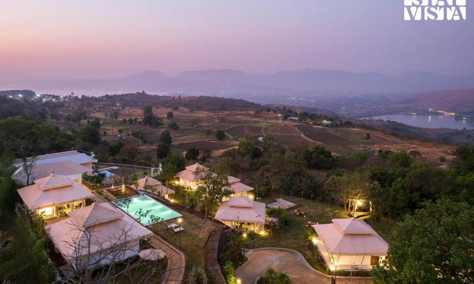 Tikona Peth Villa | StayVista at Vaana - Glamping Tents, Jacuzzi, Pool