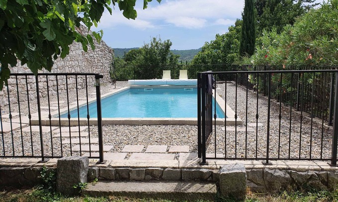 Chauzon House | Stone village house with swimming pool and garden
