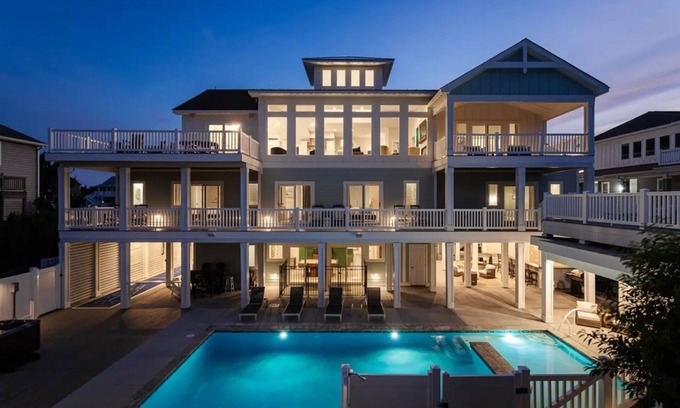 Whalehead Beach House | Stretch of Heaven J11059 - New Oceanfront - Private Pool w Direct Beach Access