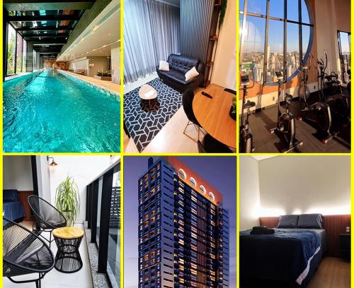 Centro Apartment | Studio 703 Premium no Centro de Chapecó com Sacada Piscina Academia e Vaga Garagem