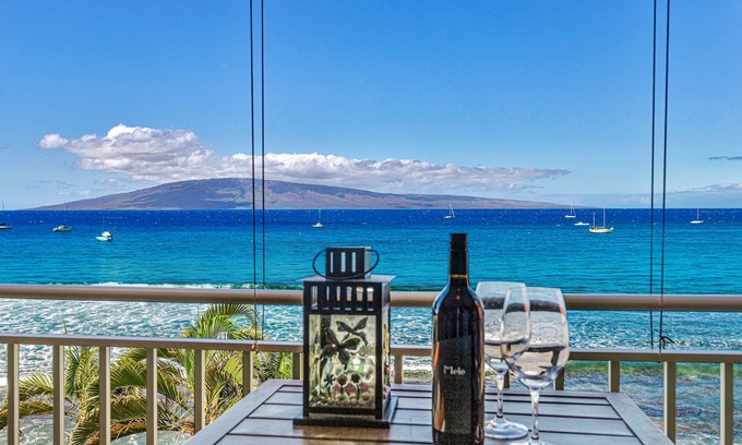Historic Lahaina Front Street Condo | Stunning Panoramic Ocean & Sunset Views with A/C, Walk to Beach & Restaurants