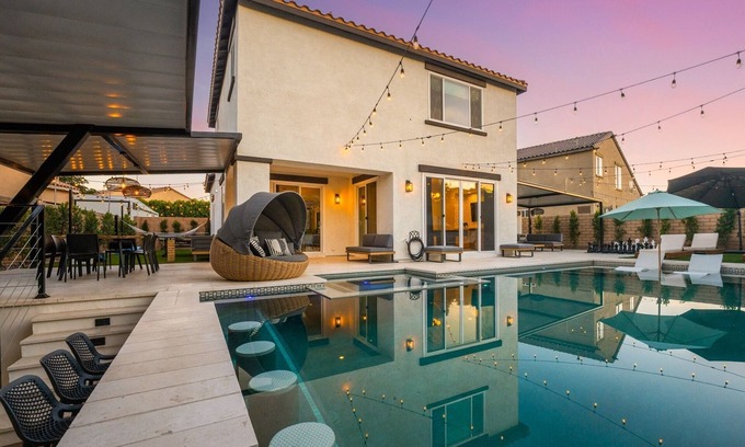 Coachella House | Stunning salt-water pool home with games and more!