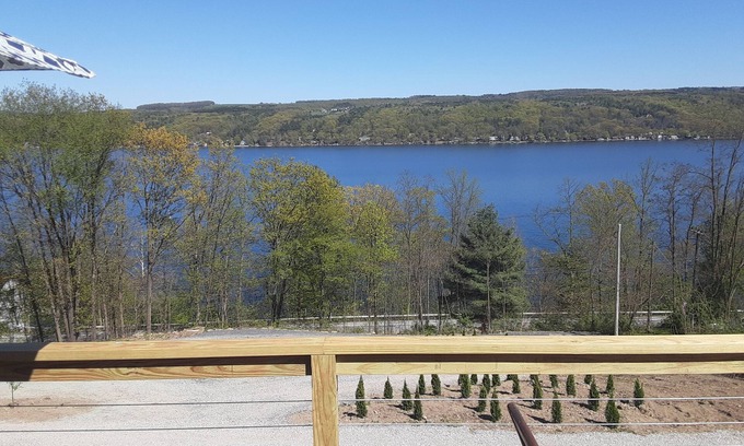 Hammondsport Cabin | Stunning site with amazing decks, hot tub, walk to private beach on Keuka Lake!