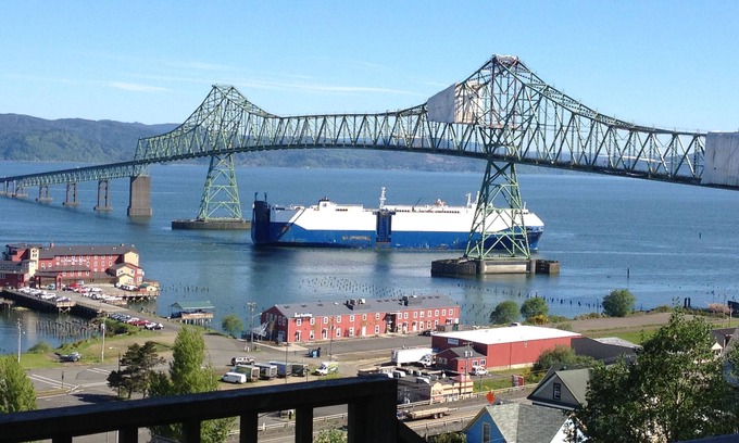 Astoria House | Stunning View Property Of Columbia River And Astoria-Megler Bridge from Hot Tub