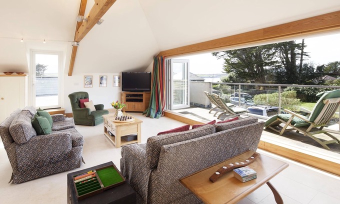 Rock House | Stylish Family House in Rock, Close to Beach with Water Views & Outside Space