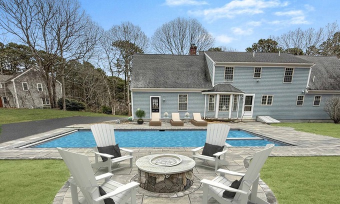 Yarmouth Port House | Stylish Family Retreat, Pool & Hot Tub