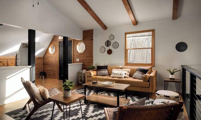 Shenandoah Cabin | Stylish & Secluded A-frame Cabin in Shenandoah with Hot Tub, Firepit & Arcade