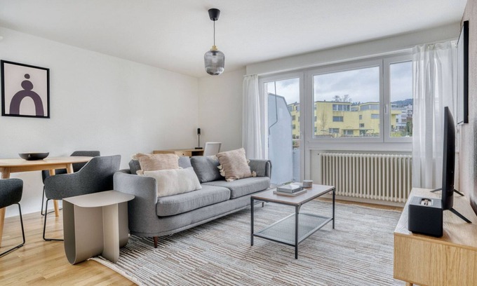Altstetten Apartment | Sunlit Altstetten 3 Room w/Storage & W/D, nr Local Market, by Blueground