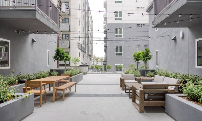 Koreatown Apartment | Sunny Koreatown 2BR w/Gym & W/D, walk to Wilshire Blvd, by Blueground