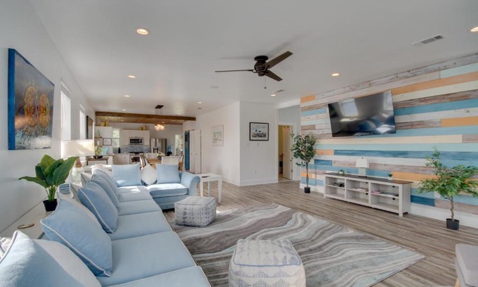 Waveland House | Sunny Waveland Home Rental with Pool Walk to Beach!