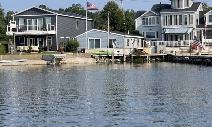 Sodus Point House | Sunrise Bay 2 - Trendy lakefront home w/sunrise view, boat dock & walk to beach