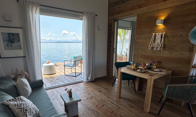 Isla Solarte House | Sunset Cove Overwater Bungalow with Bedroom, Kingbed, Living Room, Kitchen