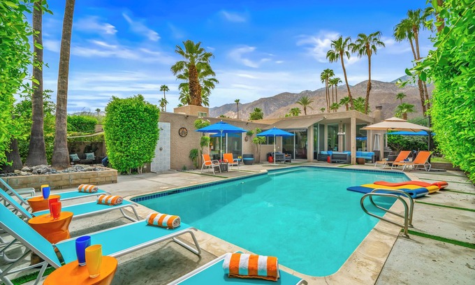 Deepwell Estates House | Suntan Palms - Bold Design, Poolside Fun, Spa, Fire Pit & Views
