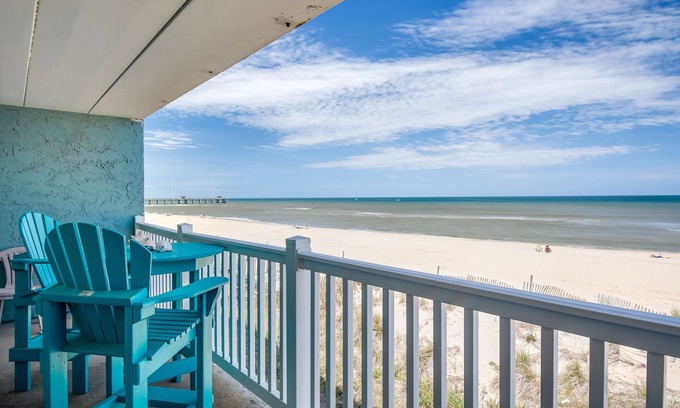 South Nags Head Condo | Sweet Southern Pearl: Contemporary PierView Oceanfront Condo with Stunning Views