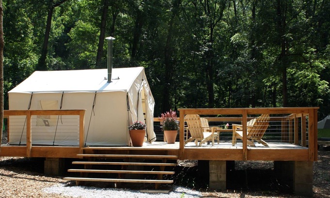 Carrolltowne RV Rental | Tentrr Signature Site - Fern Creek at Azimuth Acres - Coleman Cooking Site