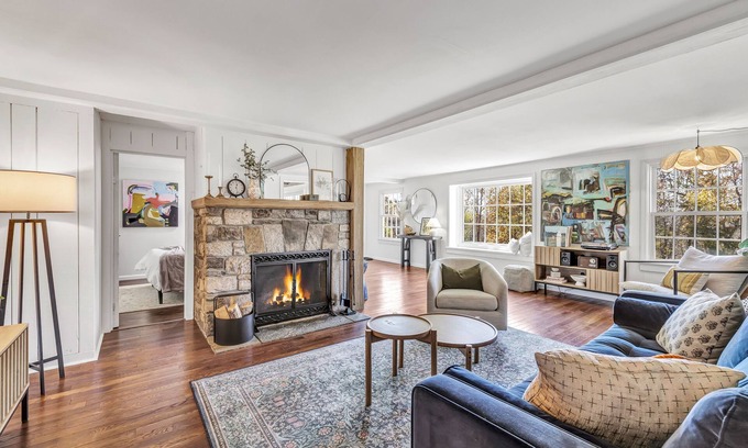 New Milford House | The Art House: 5-Acre, Private Getaway with Fireplace