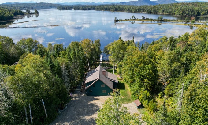 Newry Cabin | The Cove - Beautiful private log home with large deck, fireplace and dock on Lake Umbagog!