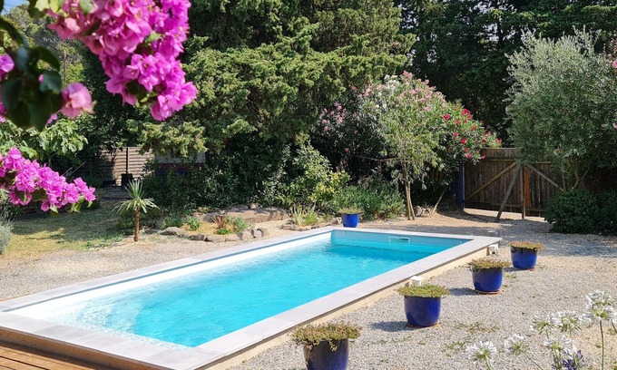 Puicheric Apartment | The Oustal Delcastèl, Furnished very comfortable with large south facing terrace and BBQ