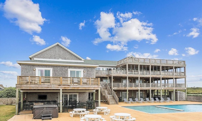 Pine Island House | The Pine Island Lodge- Spectacular 28 BR Oceanfront in Corolla