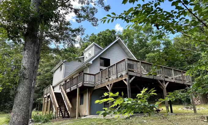 Points Ski Chalet | THE STARGAZER: Private lake access w/wood burning fireplace, wraparound deck