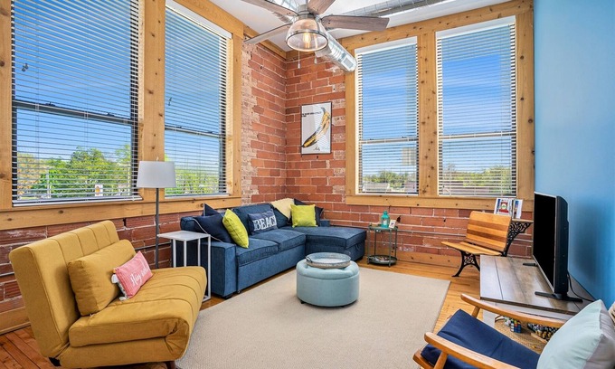 South Haven Condo | The Sunrise Loft at Central Lofts | Heated Pool | Hot Tub | In-house Theater
