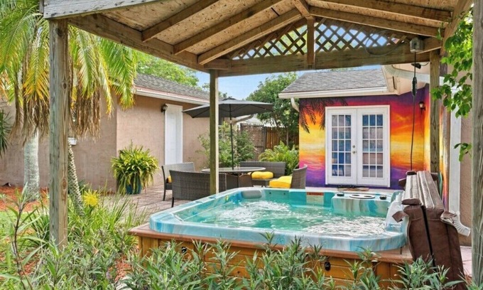 St. Petersburg - Clearwater House | The Sunshine Sanctuary with Hot Tub, Game Room and Fire Pit