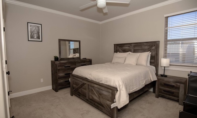 Amarillo House | This spacious retreat features 5 bedrooms, 2 futons, and 2 reclinable couches