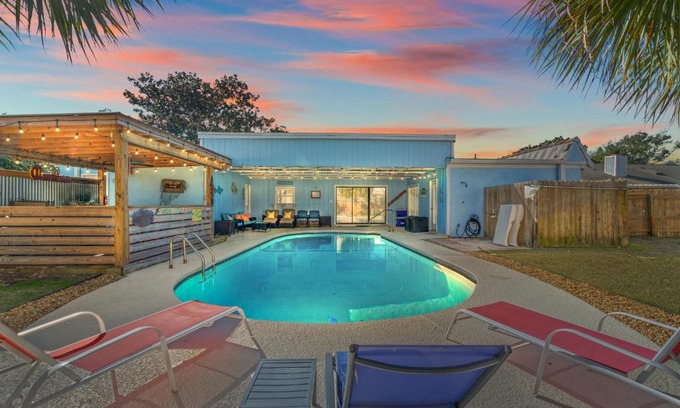 Thomas Drive House | Tiki Hut - Private Pool Home, Game Room, 5 Min Drive 2 Beach, FREE Daily Activities