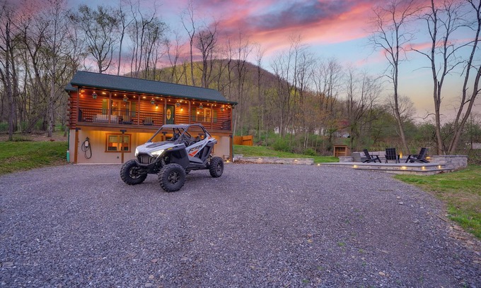 Renovo Cabin | Timberline Overlook Cabin w/Sauna, Fire Pit, Game Room, EV Charger & ATV Access