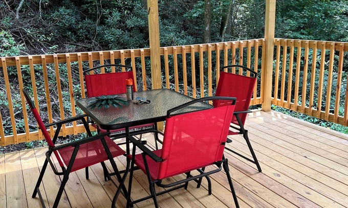Marion Cabin | Tiny Cabin in the Laurels, with queen bed & queen sofa bed in wooded setting.