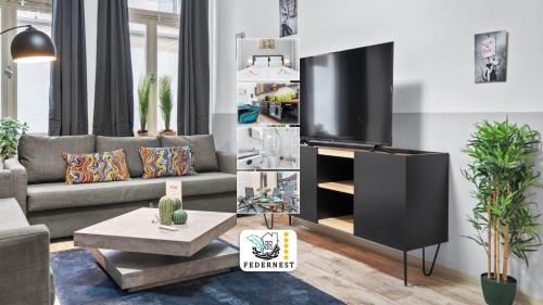 Ruhrort Apartment | Tolles Design, hochwertig, Vollausstattung, 3 Zimmer, großes Bad & Gäste-WC, große Küche, 3 x Smart TV, 11 min zum Hbf Duisburg