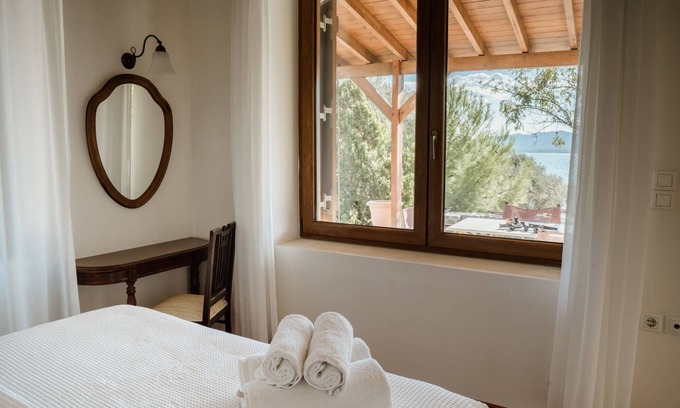 Mytilene Villa | Traditional Architecture Stone House in Seafront Olive Grove
