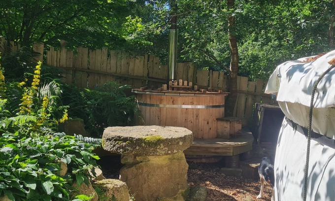 Lydney Bed & Breakfast | Traditional Yurt, woodburner, private loo, outdoor shower, woodfired hottub.